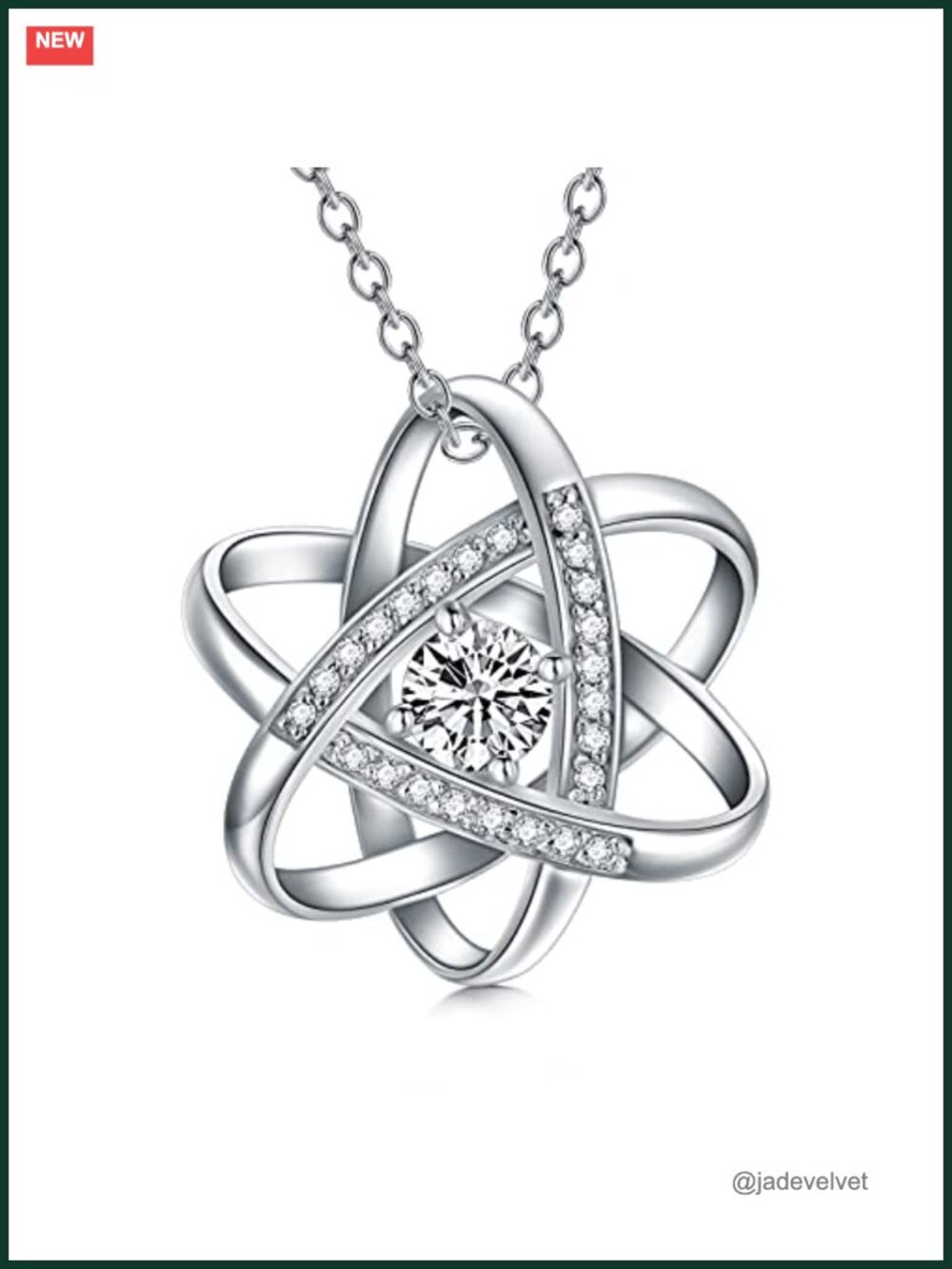 Natural Diamond Moissanite Celtic Love Knot Pendant Necklace 18+2 in Sterling